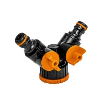 Разпределител за вода 2-пътен със стоп 1″ – 3/4″ BLACK LINE Eco