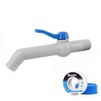 Канелка на 45° 3/4“ за маркуч 19-25mm, дължина 19cm, с PTFE лента – комплект